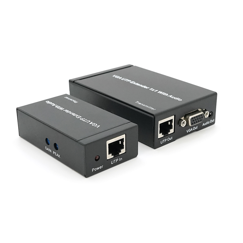 Активний подовжувач VGA сигналу до 300m по витій парі Cat5e / 6e, 1080P, Black, BOX