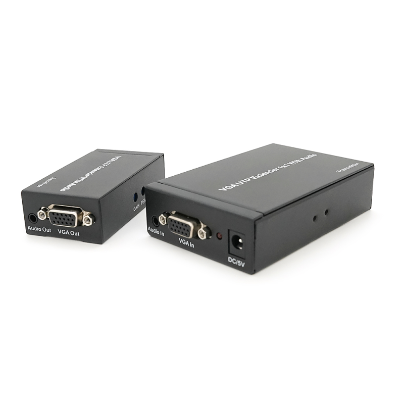 Активний подовжувач VGA сигналу до 300m по витій парі Cat5e / 6e, 1080P, Black, BOX