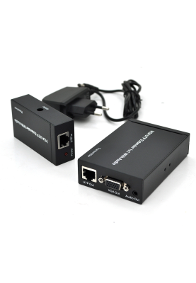 Активний подовжувач VGA сигналу до 300m по витій парі Cat5e / 6e, 1080P, Black, BOX