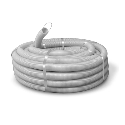 Гофротруба вулична D20 ПП, із протяжкою, із захистом від ультрафіолету, не підтримує горіння, (100м), колір сірий, ціна за бухту