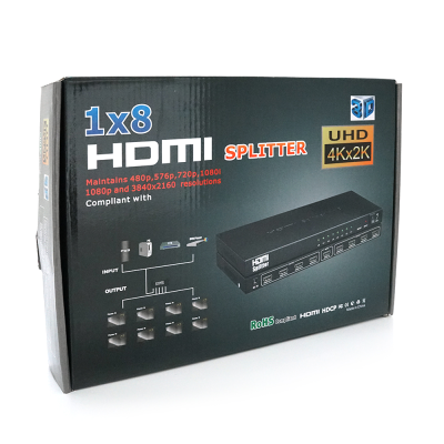 Активний HDMI спліттер 1 => 8 портів, 4K X 2K, 1080р, 1,4 версія, Box