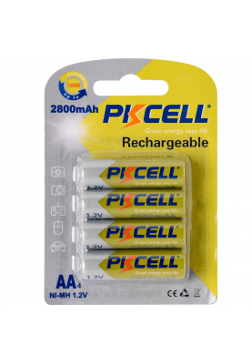 Акумулятор PKCELL 1.2V AA 2800mAh NiMH Rechargeable Battery, 4 штуки в блістері ціна за блістер, Q12