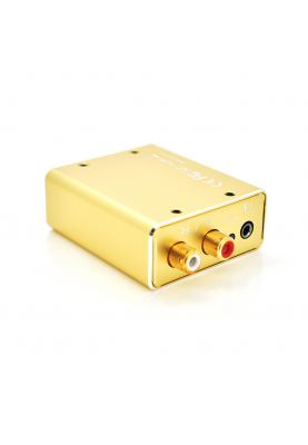 Активний конвертер VEGGIEG F101 з цифрового (SPDIF) в аналоговий (RCA) аудіо сигнал, Gold