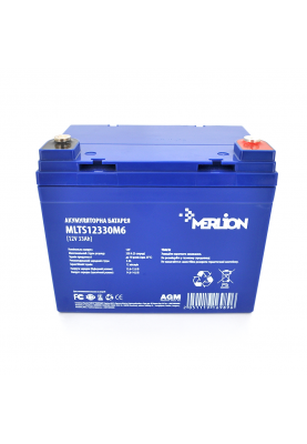 Акумуляторна батарея MERLION EURO AGM MLTS12330M6 12 V 33 Ah ( 195 x 130 x 155 (165) ) Blue Q1