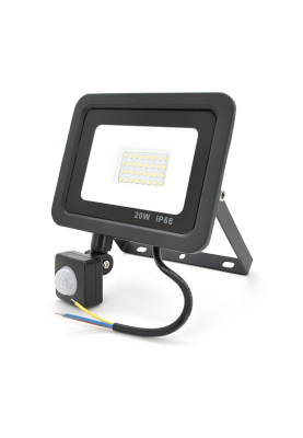 Прожектор LED з датчиком руху Ritar ZB-PGGY-20W, 20W, SMD2835, IP65, 1600Lm, 6500K (100%), Ra>70, 113*106.5*40mm, Black