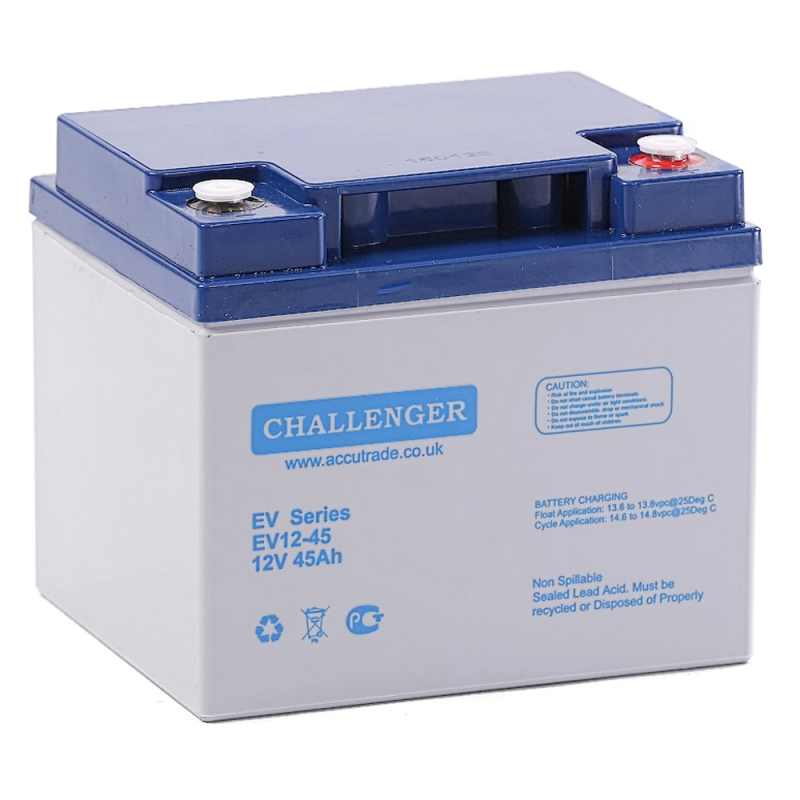Тягова акумуляторна батарея Challenger EVG-12-45 Gel, 12V 45Ah, під клему F10(M8), ( 198 х 168 х 171 ), Q1