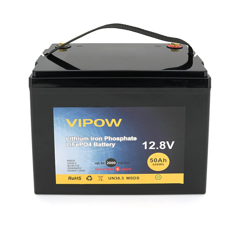 Акумуляторна батарея Vipow LiFePO4 12,8V 50Ah з вбудованою ВМS платою 40A,  (229*138*208)  Q1