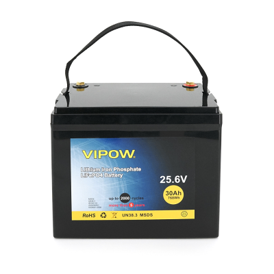 Акумуляторна батарея Vipow LiFePO4 25,6V 30Ah з вбудованою ВМS платою 25A (230*128*209)