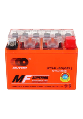 Мотоакумулятор OUTDO (Maxion) UTX4L-BS GEL, 12V 4 Ah (113 х 70 х 85), Orange, Q10