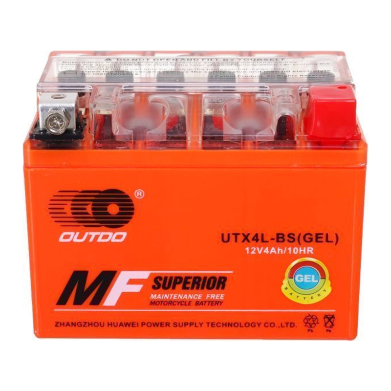 Мотоакумулятор OUTDO UTX4L-BS GEL, 12V 4 Ah (113 х 70 х 85), Orange, Q10