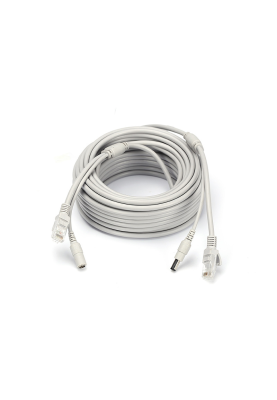 Патчкорд комбінований по кручений парі RJ-45 + DC 40m, сірий, Q10