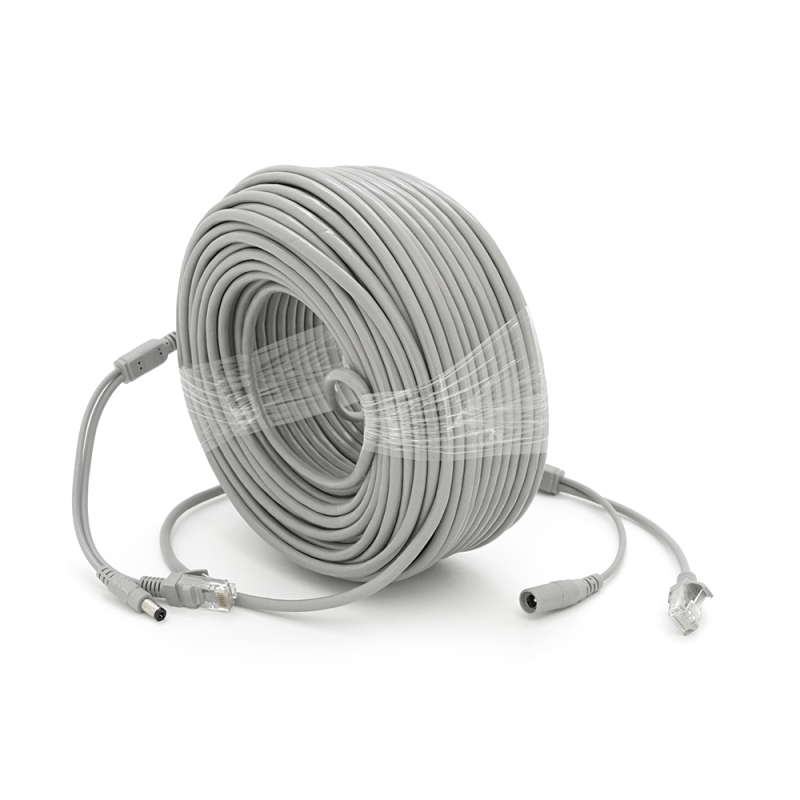 Патчкорд комбінований по кручений парі RJ-45 + DC 50m, сірий, Q20