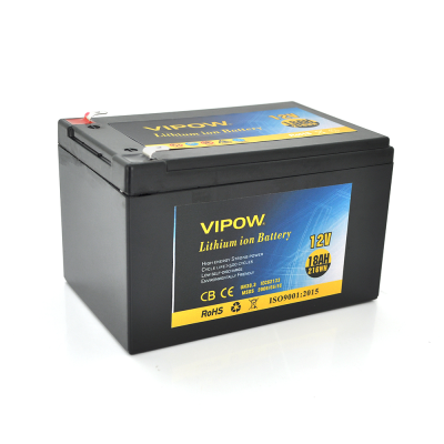 Акумуляторна батарея літієва Vipow 12 V 18Ah з елементами Li-ion 18650 з вбудованою ВМS платою, (3S9P) (151х99х99)мм
