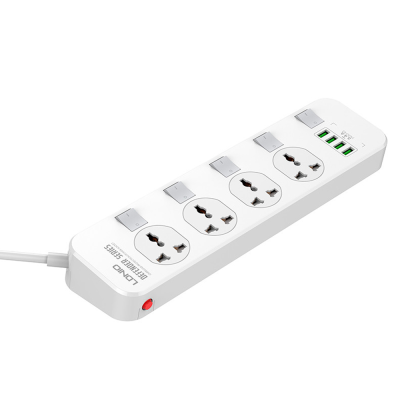 Мережевий фільтр LDNIO SC4408, 4 Розетки + 4 USB, 2 м, перетин 3х0,75мм, White, Box