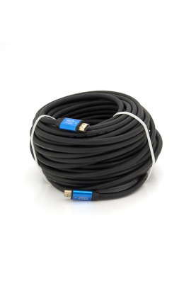 Кабель Merlion HDMI-HDMI 4Kx2K Ultra HD, 25.0m, v2,0, круглий Black, коннектор Blue, Blister-box, Q10