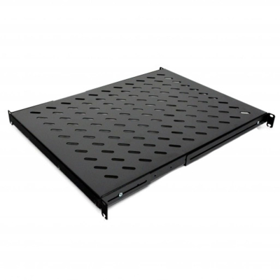 Полиця 19" 4 точки кріпл., 400мм глиб., перфорована, т.м.1.5мм, чорна