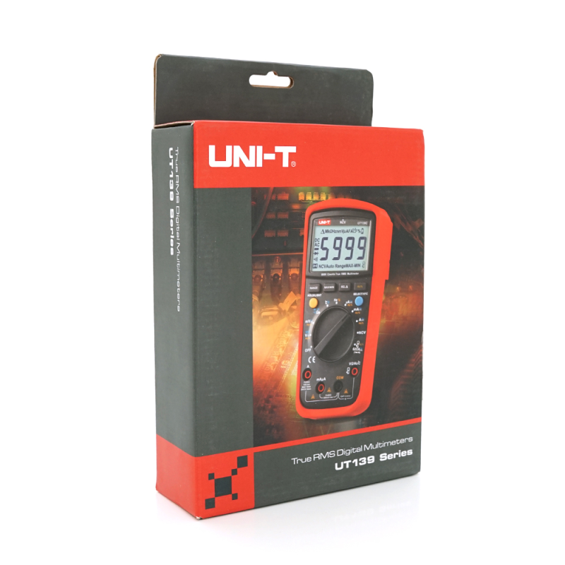 Мультиметр UNI-T UT139C Вимірювання: V (AC/DC), A (AC/DC), Ω, C, Hz, °C/°F. Функції: Data Hold, Auto Range, продзвонювання, тест діодів.