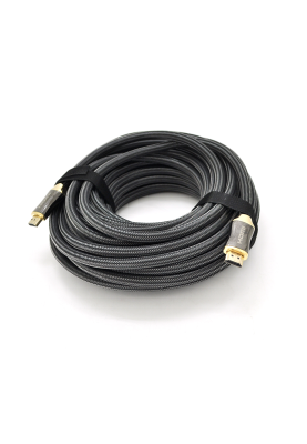 Кабель VEGGIEG HX-20 HDMI-HDMI 2K * 4K, 20.0m, v2,0, OD-9.5mm, круглий, обплетення, Black, коннектор Black-Gold, Box