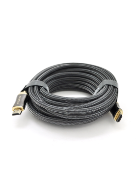 Кабель VEGGIEG HA-8 HDMI-HDMI 4K UHD, 8.0m, v2,0, OD-4.0mm, круглий, Black, коннектор Black-Metal, Box
