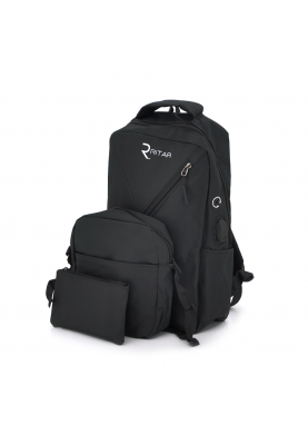 Рюкзак для ноутбука 15.6 ", матеріал нейлон, вихід під USB-кабель, чорний, Q50