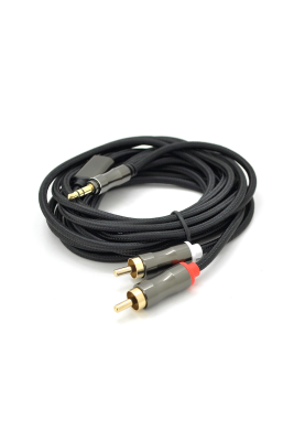 Кабель VEGGIEG AR2-5 DC3.5 (тато) => 2хRCA (тато), GOLD Jack, CU, Stereo, круглий, Black, 5 м, Пакет