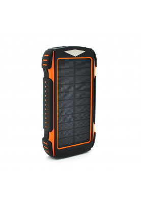 Power bank PD18W 30000mAh Solar, flashlight, Input:5V/2A/3A(Type-C, micro USB, Lightning), Output:5V/2A/3A(2xUSB,Type-C),rubberized case,Orange,Box