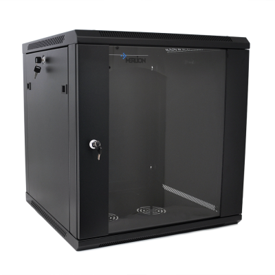 Шафа Merlion 22U, 600*450*1081mm (Ш*Г*В)мм загартоване скло, чорна, сталь 1,2мм із замком (у розібраному вигляді!!!)