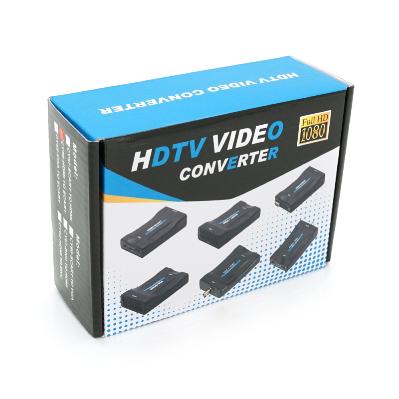 Конвертер HDMI(тато) на SCART(мама), 5V/2A + перехідник, Black, Box, Q250