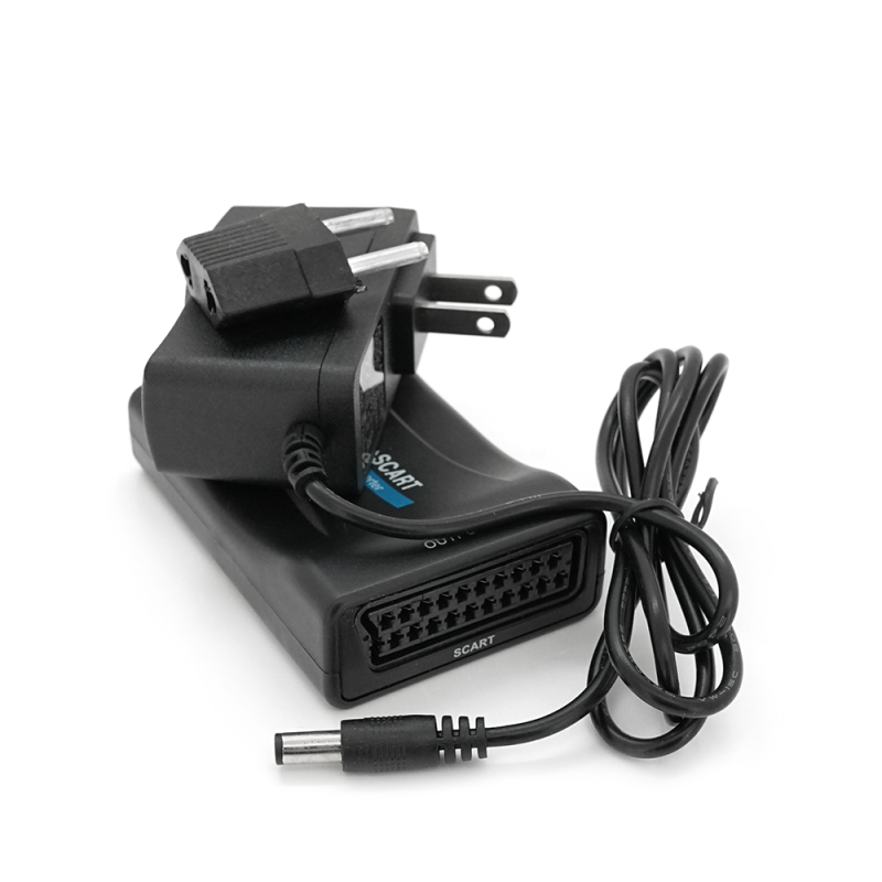 Конвертер HDMI(тато) на SCART(мама), 5V/2A + перехідник, Black, Box, Q250