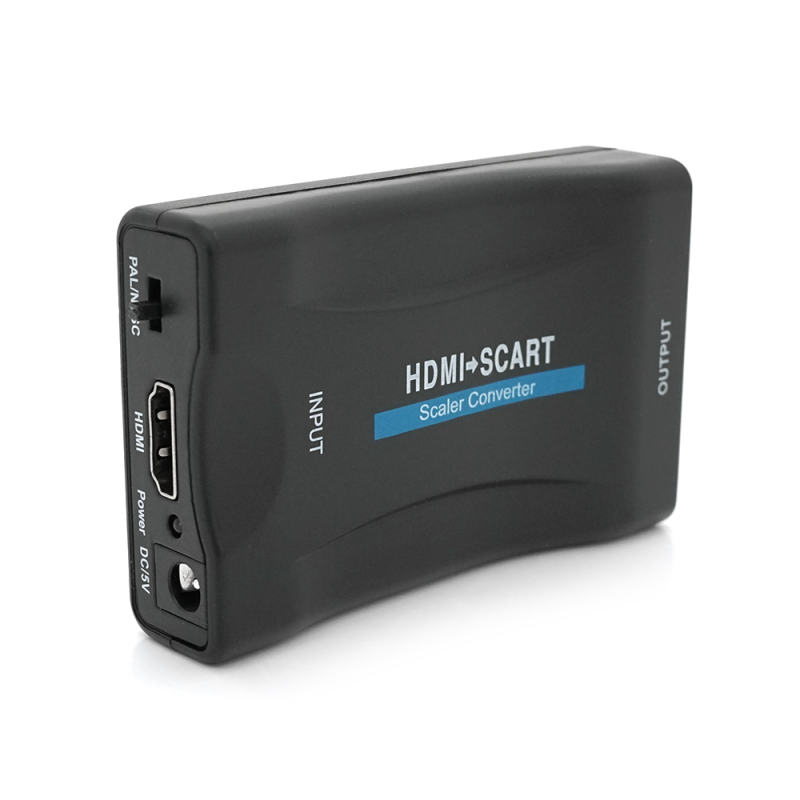 Конвертер HDMI(тато) на SCART(мама), 5V/2A + перехідник, Black, Box, Q250