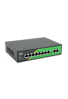 POE коммутатор JY-1010B 8 POE 10/100  + 2 RJ45 10/100 + встроенный блок питания 52V 2.3A