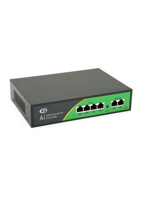 POE коммутатор JY-1006B 4 POE 10/100  + 2 RJ45 10/100 + встроенный блок питания 52V 1.38A
