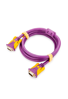 Кабель JH-VGA39 VGA 3+9, 10,0m, male to male (тато-тато), 1 ферит, purple, Пакет