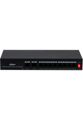 8-портовий комутатор з 8 РоЕ портами + 2x RJ45 (10/100M) DH-PFS3010-8ET-65