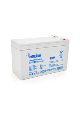 Акумуляторна батарея MERLION AGM GP1280F2 12 V 8,0 Ah (150 x 65 x 95 (100)) White Q10/420