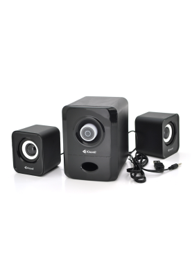 Колонки 2.1 Kisonli U-2900, для ПК і ноутбука, USB + 3.5mm, 5W + 2x3W, 20Hz- 20KHz, з сабвуфером, Black, BOX, Q40