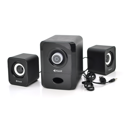 Колонки 2.1 Kisonli U-2900, для ПК і ноутбука, USB + 3.5mm, 5W + 2x3W, 20Hz- 20KHz, з сабвуфером, Black, BOX, Q40