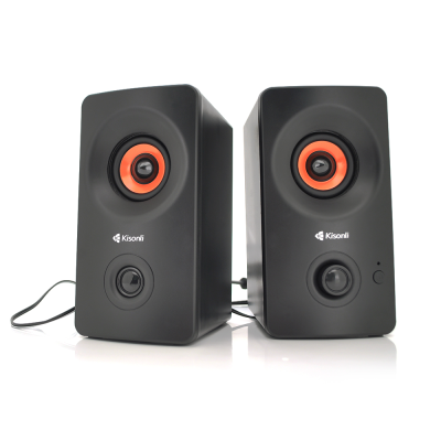 Колонки 2.0 Kisonli AС-9002BT, для ПК і ноутбука, живлення 220V + jack 3.5mm, 2x3W, 20Hz- 20KHz, з вбудованим підсилювачем, bluetooth, Black, BOX, Q30