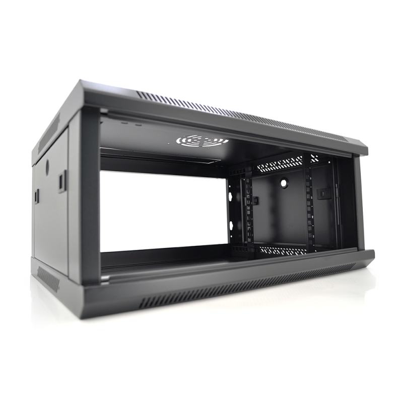 Шафа Merlion 4U, 600*600*279 (Ш*Г*В)мм  загартоване скло, чорна, сталь 1,2мм з замком