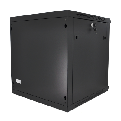 Шафа Merlion 15U, 600*600*768 (Ш*Г*В)мм  загартоване скло, чорна, сталь 1,2мм з замком
