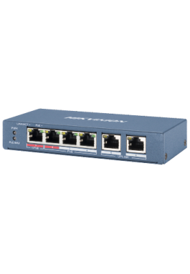4-портовий некерований POE комутатор Hikvision DS-3E0106HP-E , 4×100 Мбіт/с RJ45 (1 Hi-PoE) + 2×100 Мбіт/с