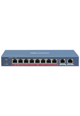 8 портовий POE комутатор Hikvision DS-3E0310HP-E, 8xRJ45 (100M) PoE(1 Hi-PoE) + 2×1000 Мбіт/с RJ45