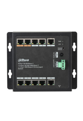 8-портовий POE комутатор Dahua DH-PFS3111-8ET-96-F, 8xPoE(100M) + 2xRJ45(1000M) + 1xSFP(1000M)