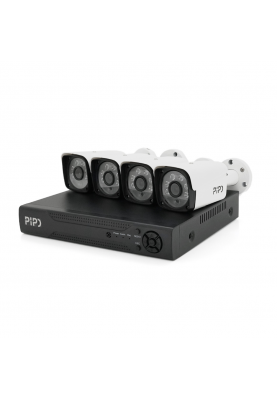 Комплект відеоспостереження Outdoor 007-4-2MP Pipo (4 вуличні камери, кабелі, блок живлення, відеореєстратор APP-Xmeye)