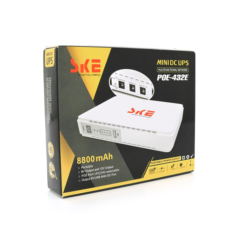 ДБЖ для роутерів / комутаторів / PON/POE-432E, 5/9/12V, 1A, 4x2200MAh, BOX (160*28*105mm)