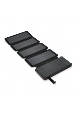 Power bank 12000 mAh Solar, (5V / 200mA), 2xUSB, 5V / 1A / 2.1A, USB <-> microUSB, ударо захищений прогумований корпус, Black, Corton BOX