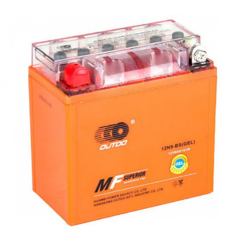 Мотоакумулятор OUTDO 12N9-BS GEL, 12V 9 Ah (137 х 77 х 135), Orange, Q8