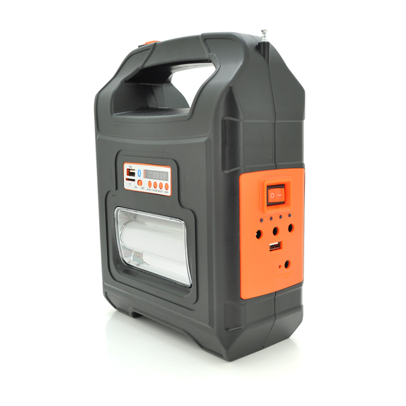 Переносний ліхтар RT910BT+Solar, 1+1 режим, Радіо+ Bluetooth колонка, вбудований аккум, 3 лампочки 3W, USB вихід, Black/Orange