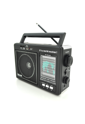 Радіоприймач GOLON RX99UAR, 5W, AM/FM радіо, Входи SD, USB,живлення від 220+АКБ+4*LR20, корпус пластмас, Black, BOX