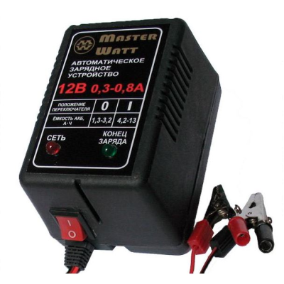 Автоматичне ЗУ для акумулятора MW-AZU12 12V (1,3-13Ah) (MF,WET,AGM,GEL,NICD,NIMH), 180-240V, Ток заряду 0.3-0.8A, крокодили в комплекті